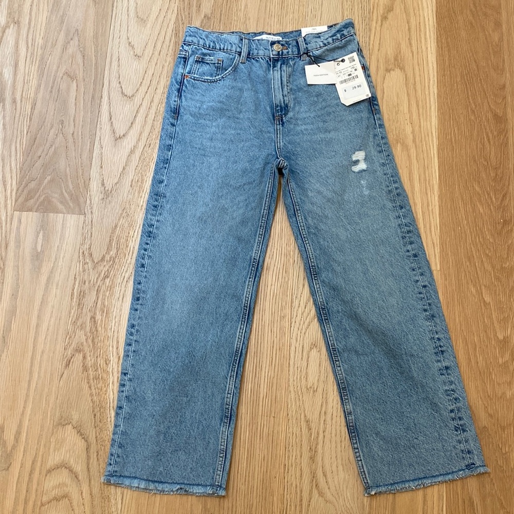Zara straight fit jeans, size 11-12, blue. - Picture 1 of 2